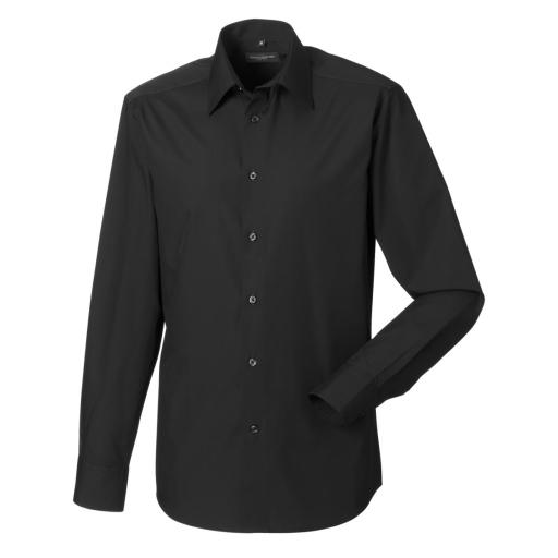 Men's Long Sleeve Polycotton Easy Care Tailored Poplin Shirt
