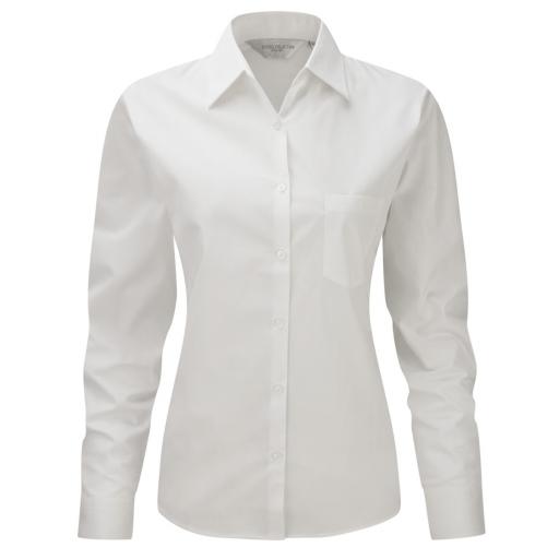Ladies' Long Sleeve Pure Cotton Easy Care Poplin Shirt