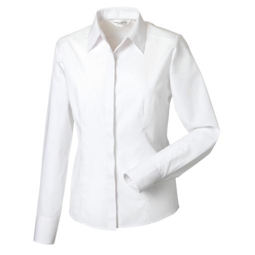 Ladies' Long Sleeve Polycotton Easy Care Fitted Poplin Shirt